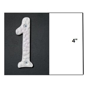 House Number 1 Silver Cast Iron Hammered Metal 4 Inch Rustic Address Sign Digit